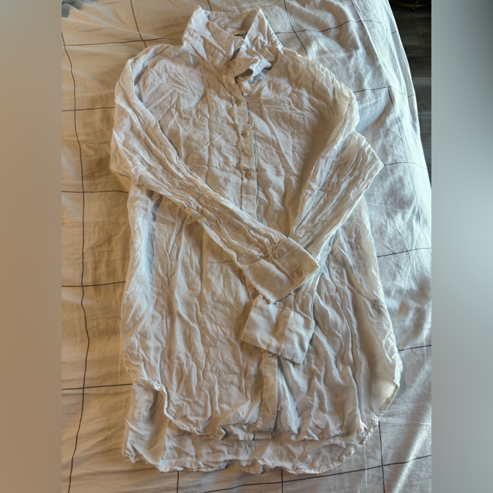 Women’s white button down pajama shirt